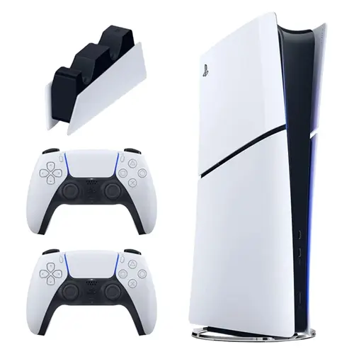 کنسول بازی سونی مدل PlayStation 5 Slim Digital Edition ظرفیت 1 ترابایت ریجن 2016B اروپا به همراه دسته اضافی و پایه شارژر (2) eK4vLk
